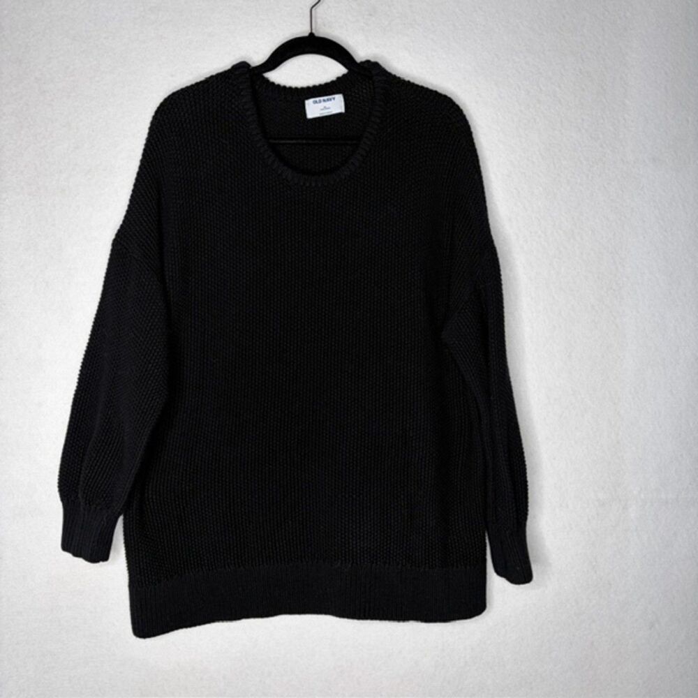 Old Navy Black Tunic Length Chunky Knit Sweater Size XL